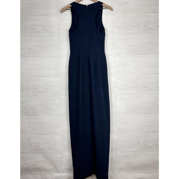 DRESS‎ the Population Ariel Maxi Wrap Dress Small Navy Blue Sleeveless V Neck - Picture 8 of 14